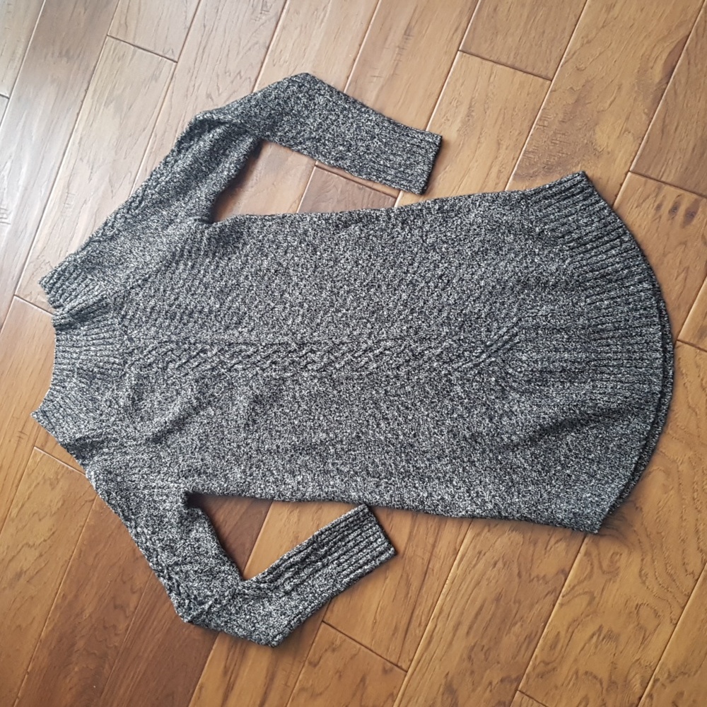 Prana Women’s Sweater Dress Long Sleeve Grey/Black Organic Cotton Blend Size XS